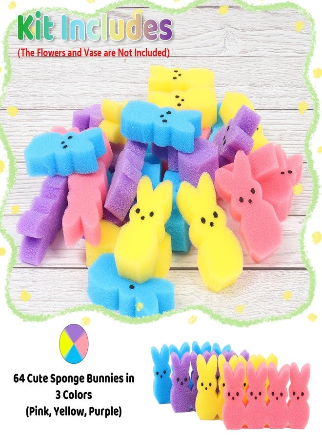 Lettry Easter Decorations, 64pcs Cute Sponges Bunnies Vase Filler, Spring Indoor Decor for Tiered Tray andTable Decorations(Mixed Colors) - Image 2